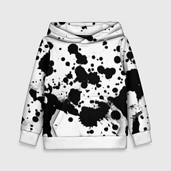 Толстовка-худи детская Брызги черной краски, цвет: 3D-белый