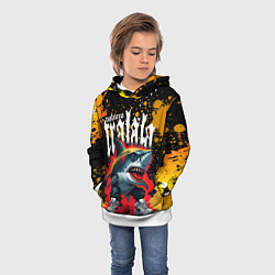 Толстовка-худи детская Тралалера Тралала брейнрот мем - Акула в кроссовка, цвет: 3D-белый — фото 2