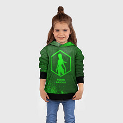 Толстовка-худи детская Tomb Raider - green gradient, цвет: 3D-черный — фото 2