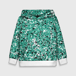 Толстовка-худи детская Бирюзовый с чёрно-белыми пятнами, цвет: 3D-белый