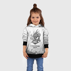 Толстовка-худи детская Cyberpunk 2077 - white gradient, цвет: 3D-черный — фото 2