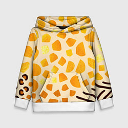 Толстовка-худи детская Золотистые пятна жирафа, цвет: 3D-белый