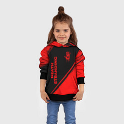 Толстовка-худи детская Death Stranding - red gradient вертикально, цвет: 3D-черный — фото 2
