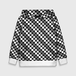 Детская толстовка Белый серый горох на черном ретро