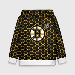 Толстовка-худи детская Бостон Брюинз - черные соты, цвет: 3D-белый