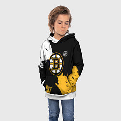 Толстовка-худи детская Бостон Брюинз - разлитая краска, цвет: 3D-белый — фото 2