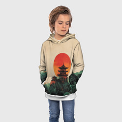 Толстовка-худи детская Храм в горах, цвет: 3D-белый — фото 2