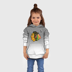 Толстовка-худи детская Чикаго Блэкхокс - геометрический паттерн с градиен, цвет: 3D-белый — фото 2