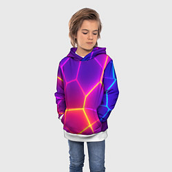 Толстовка-худи детская Синие плиты с фиолетовым свечением, цвет: 3D-белый — фото 2