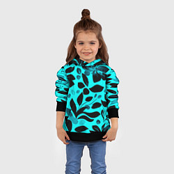 Толстовка-худи детская Чёрно-голубой с цветами, цвет: 3D-черный — фото 2