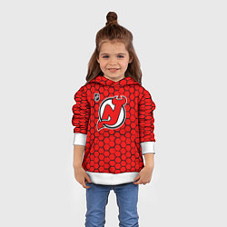 Толстовка-худи детская Нью Джерси Девилз - красные соты, цвет: 3D-белый — фото 2