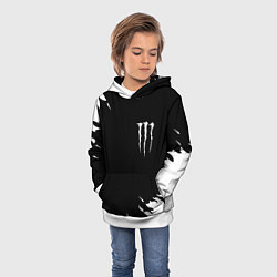 Толстовка-худи детская Monster energy fire white, цвет: 3D-белый — фото 2