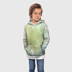Толстовка-худи детская Абстракция - white waves on green background, цвет: 3D-белый — фото 2