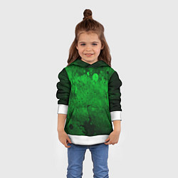 Толстовка-худи детская Абстракция - green acid stains, цвет: 3D-белый — фото 2