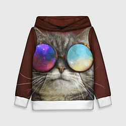 Детская толстовка A Cat with multicolored glasses