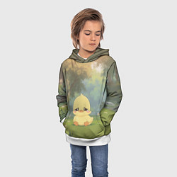 Толстовка-худи детская Маленький утенок на поляне, цвет: 3D-белый — фото 2