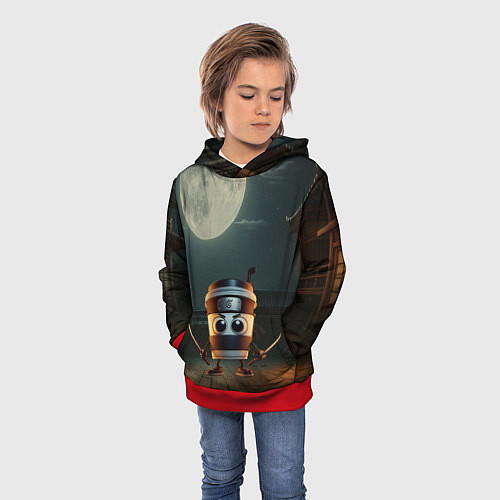 Детская толстовка Капучино Ассассино мем / 3D-Красный – фото 3