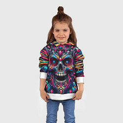 Толстовка-худи детская Colorful cyber skull - pattern, цвет: 3D-белый — фото 2