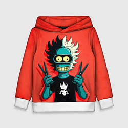 Толстовка-худи детская Бендер в образе рокера и парикмахера, цвет: 3D-белый
