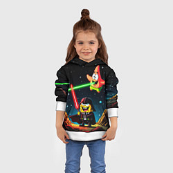 Толстовка-худи детская Спанч Боб и Патрик в космосе, цвет: 3D-белый — фото 2