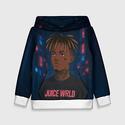 Толстовка-худи детская Juice WRLD - Неоновый аниме арт, цвет: 3D-белый