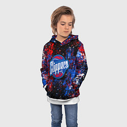 Толстовка-худи детская Клипперс - цветовой хаос, цвет: 3D-белый — фото 2