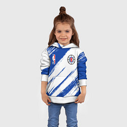 Толстовка-худи детская Клипперс - синяя краска, цвет: 3D-белый — фото 2