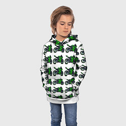 Толстовка-худи детская Motorbike green, цвет: 3D-белый — фото 2