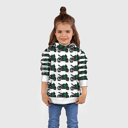Толстовка-худи детская Motorbike dark green, цвет: 3D-белый — фото 2