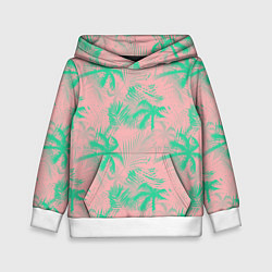Толстовка-худи детская Palm turquoise pink, цвет: 3D-белый