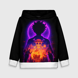 Толстовка-худи детская Ванпис - неоновый Луффи, цвет: 3D-белый