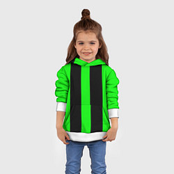 Толстовка-худи детская Color green black lines, цвет: 3D-белый — фото 2