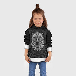 Толстовка-худи детская Медведь в кельтских узорах, цвет: 3D-белый — фото 2