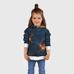 Толстовка-худи детская Разлом плит с огнем, цвет: 3D-белый — фото 2