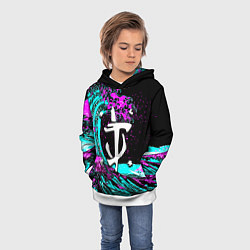 Толстовка-худи детская Doom самураи неоновая волна, цвет: 3D-белый — фото 2