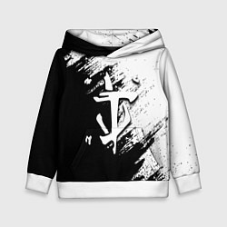 Толстовка-худи детская Doom штрихи красок черные, цвет: 3D-белый