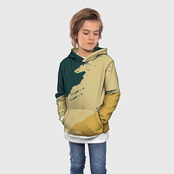 Толстовка-худи детская Желто-зеленые абстрактные полосы, цвет: 3D-белый — фото 2