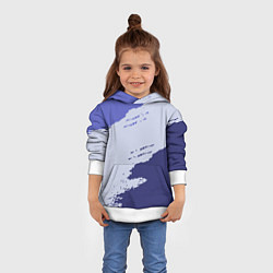 Толстовка-худи детская Сине-голубые неравномерные полосы, цвет: 3D-белый — фото 2