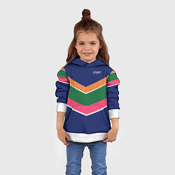 Толстовка-худи детская Тёмно-синий спорт с полосами, цвет: 3D-белый — фото 2