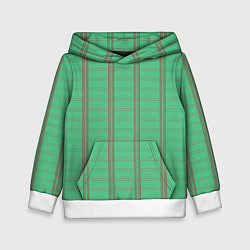 Толстовка-худи детская Color green cage brown stripes, цвет: 3D-белый