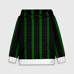 Толстовка-худи детская Color black cage green stripes, цвет: 3D-белый