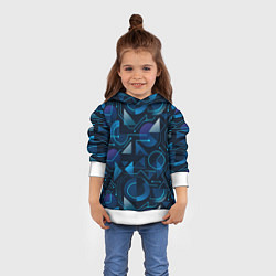 Толстовка-худи детская Футуристическая сине-фиолетовая абстракция с хакер, цвет: 3D-белый — фото 2