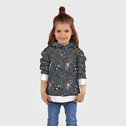 Толстовка-худи детская Дятлы и цветы, цвет: 3D-белый — фото 2