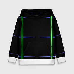 Толстовка-худи детская Color black green purple stripes, цвет: 3D-белый