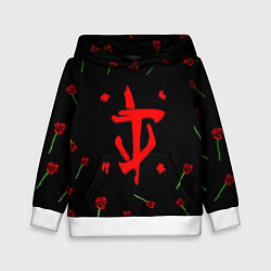 Толстовка-худи детская Doom rose pattern, цвет: 3D-белый