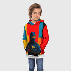 Толстовка-худи детская Контр-террорист CS 2 поп-арт, цвет: 3D-белый — фото 2