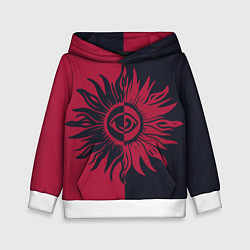 Толстовка-худи детская Солнце красно-синее, цвет: 3D-белый