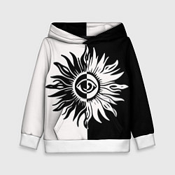 Детская толстовка Солнце черно-белое