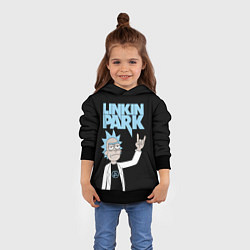 Толстовка-худи детская Linkin Park и Рик Санчес из Рик и Морти, цвет: 3D-черный — фото 2