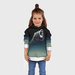 Толстовка-худи детская Бурый в гневе - градиент, цвет: 3D-белый — фото 2